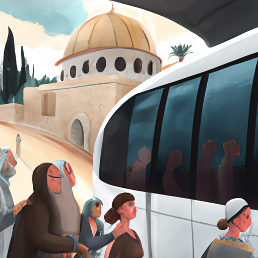 תמונה של מטיילים עולים על אוטובוס בירושלים