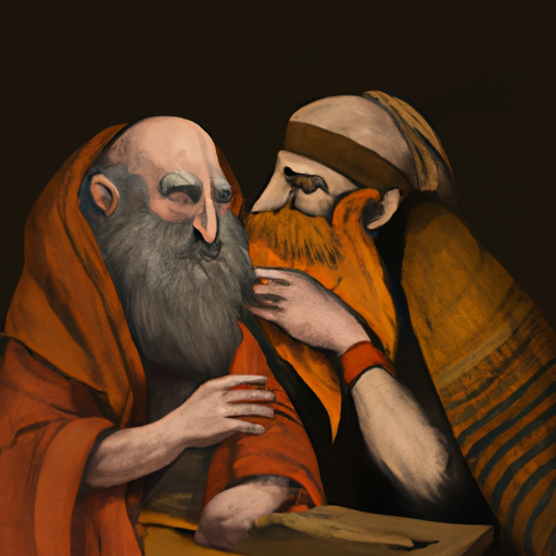 תיאור עתיק של אברהם ויצחק, המדגיש את מקורו התנכי של טקס ברית המילה.
