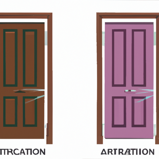 ייצוג גרפי המציג תמונת לפני ואחרי של דלת שתוקנה במקצועיות