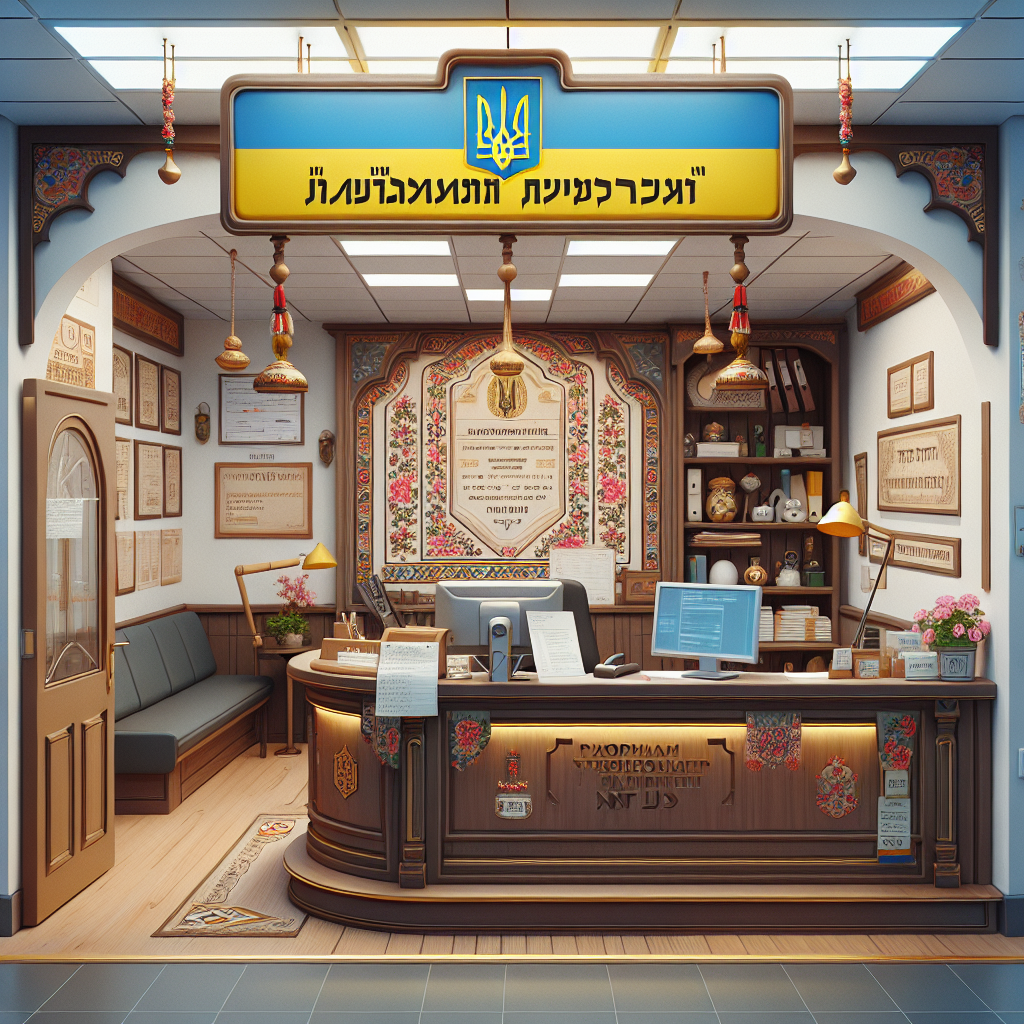 תמונות של משרד נוטריון אוקראיני בישראל, כולל שלט המשרד.